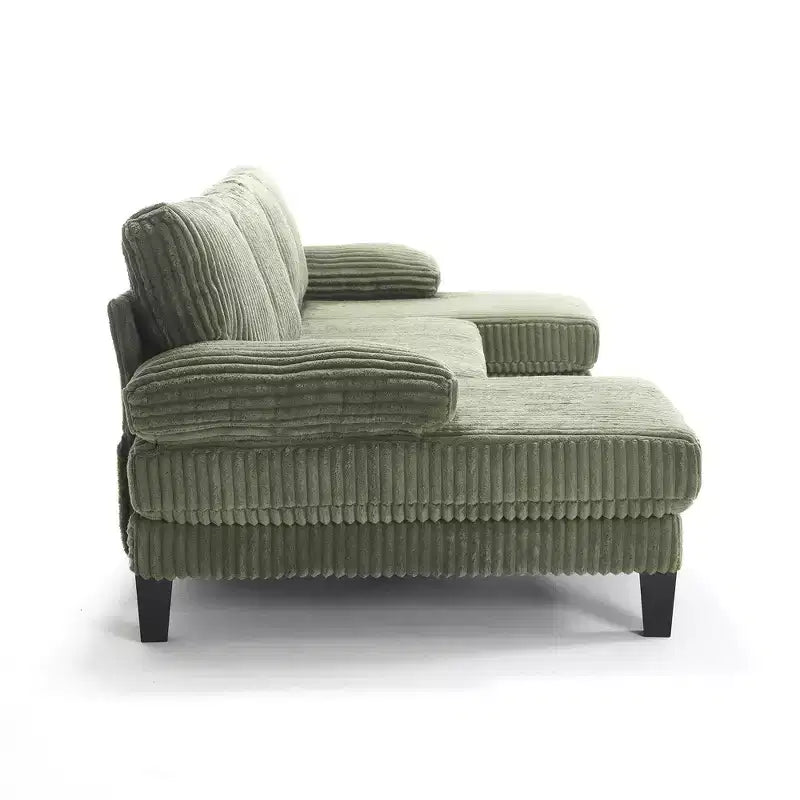 Homy Casa U-Shaped Corduroy Sectional Sofa with Double Chaise, 4-Seat Living Room Couch