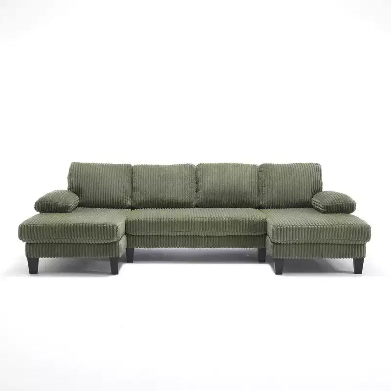 Homy Casa U-Shaped Corduroy Sectional Sofa with Double Chaise, 4-Seat Living Room Couch