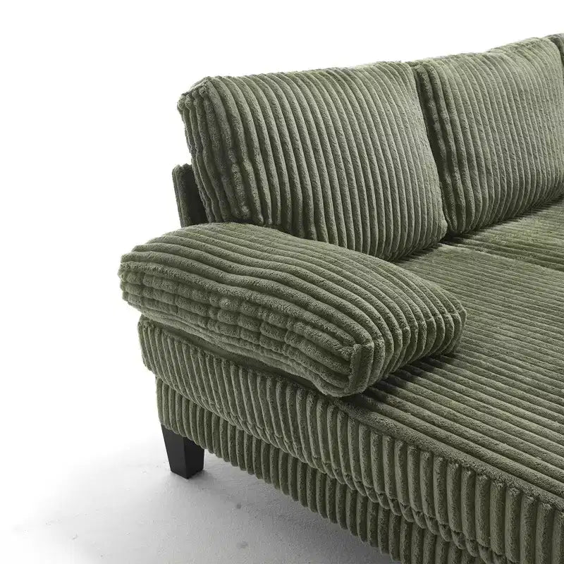 Homy Casa U-Shaped Corduroy Sectional Sofa with Double Chaise, 4-Seat Living Room Couch