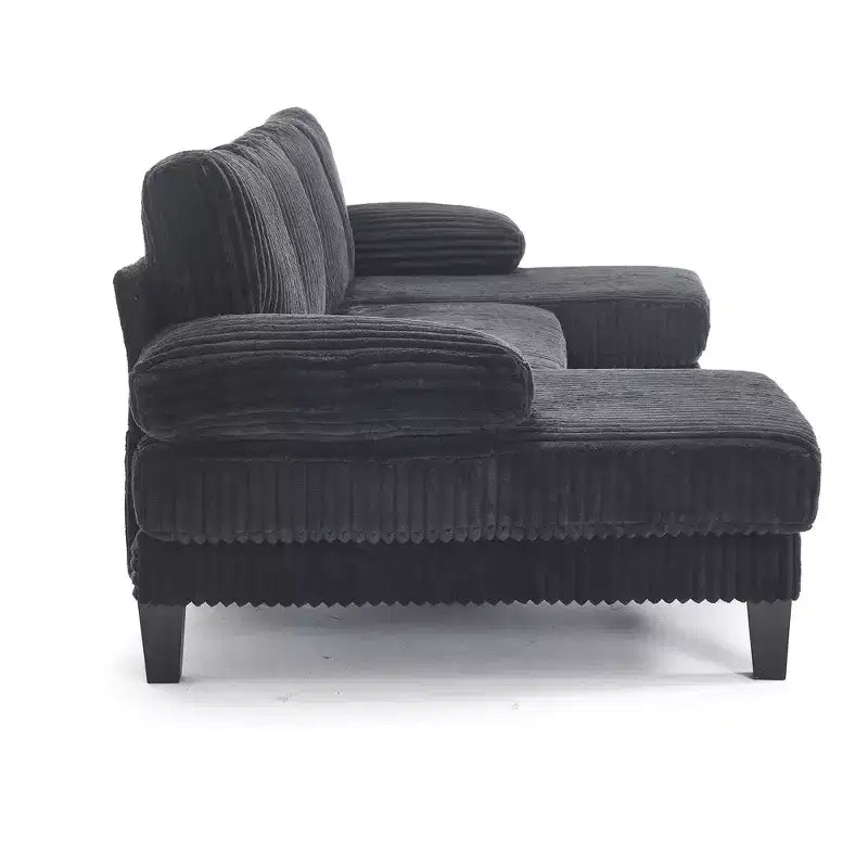 Homy Casa U-Shaped Corduroy Sectional Sofa with Double Chaise, 4-Seat Living Room Couch