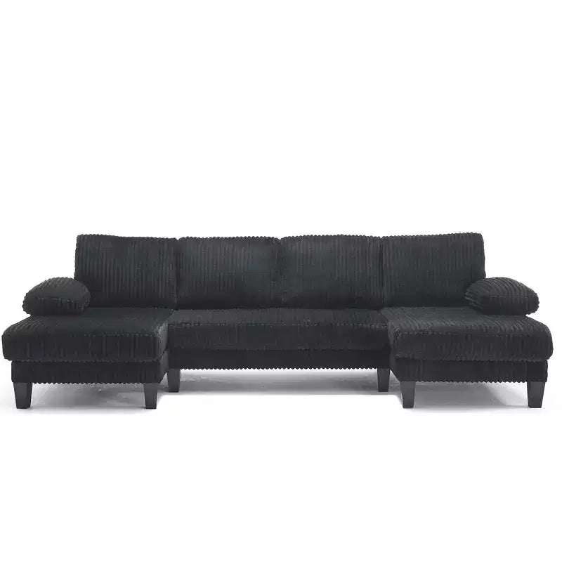 Homy Casa U-Shaped Corduroy Sectional Sofa with Double Chaise, 4-Seat Living Room Couch