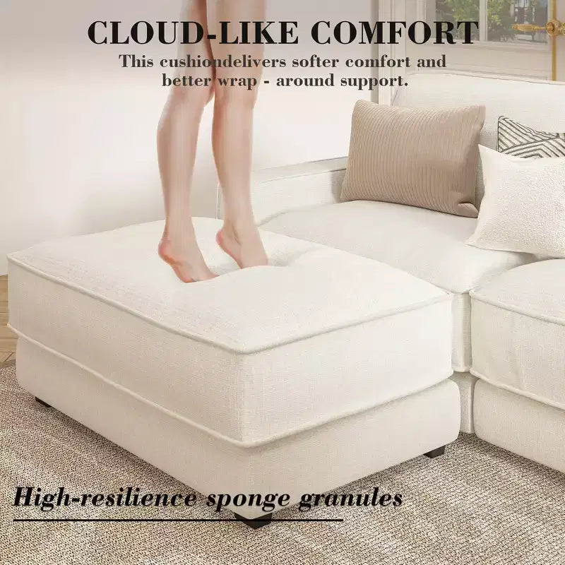 Dyonery 160 U-Shaped Modular Sectional Sofa,Oversized Cloud Couch with Movable Ottoman,6-Seat Chenille Deep Seat Sofa with Pillow,Sectional Couches
