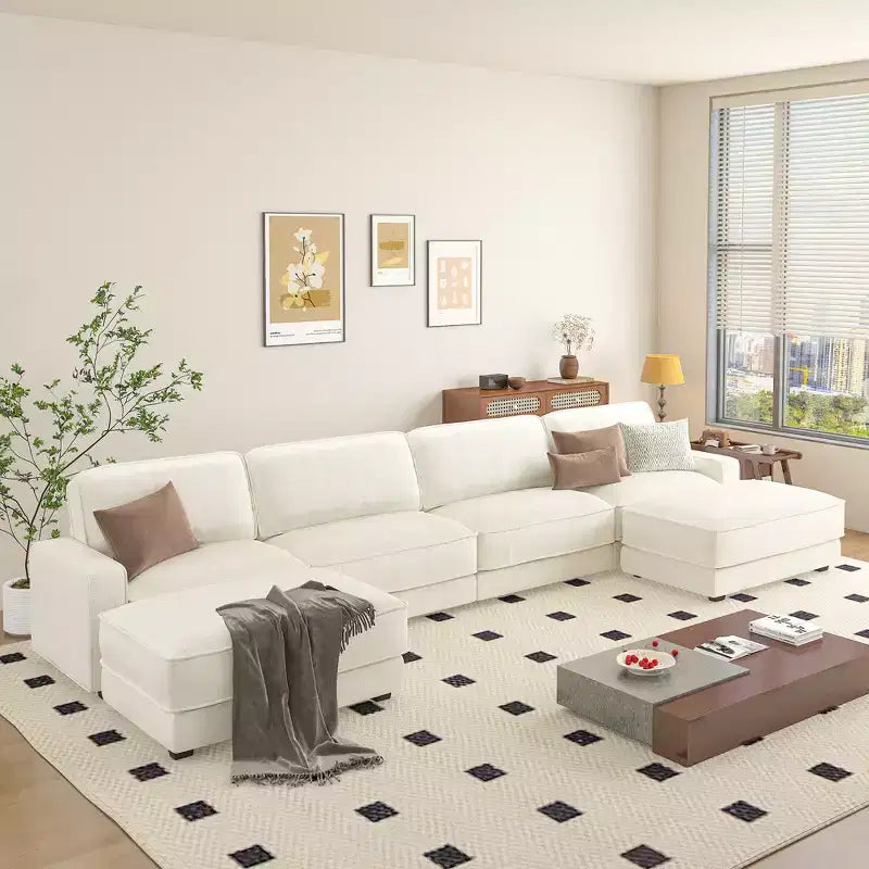 Dyonery 160 U-Shaped Modular Sectional Sofa,Oversized Cloud Couch with Movable Ottoman,6-Seat Chenille Deep Seat Sofa with Pillow,Sectional Couches