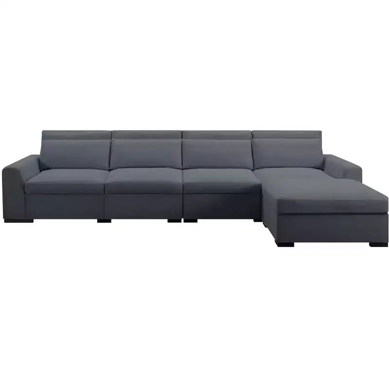 MAYEERTY 149 Inch Modular Sofa with Ottoman - Linen Blend Upholstery, Detachable Covers, Anti-Slip Leg Pads