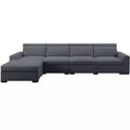 MAYEERTY 149 Inch Modular Sofa with Ottoman - Linen Blend Upholstery, Detachable Covers, Anti-Slip Leg Pads
