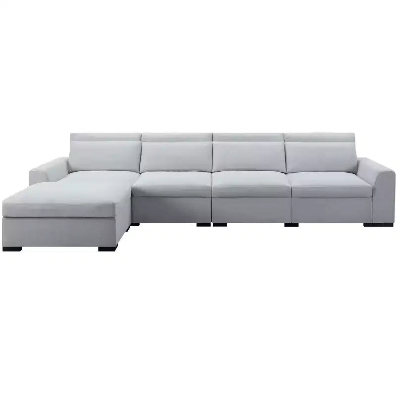 Sofá modular MAYEERTY de 149 pulgadas con otomana - Tapicería de mezcla de lino, fundas desmontables, almohadillas antideslizantes para las patas