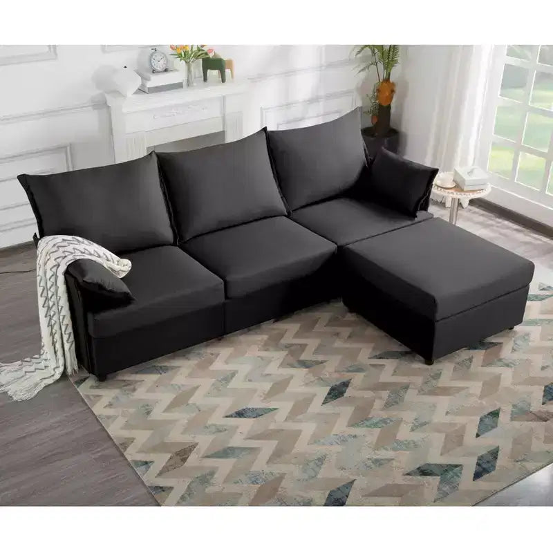MAYEERTY 93.7 Modular Sofa with Ottoman - Removable Washable Covers, 3 Colors, 2 Arm Pillows