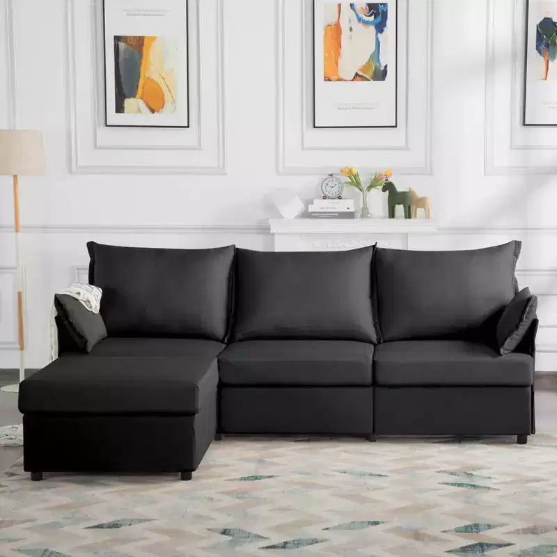 MAYEERTY 93.7 Modular Sofa with Ottoman - Removable Washable Covers, 3 Colors, 2 Arm Pillows