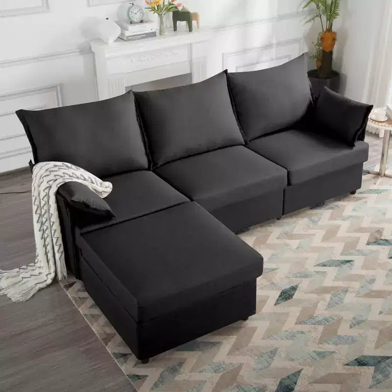MAYEERTY 93.7 Modular Sofa with Ottoman - Removable Washable Covers, 3 Colors, 2 Arm Pillows