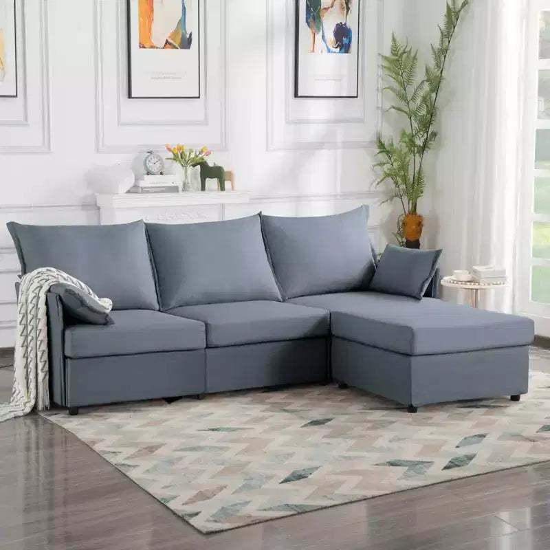 MAYEERTY 93.7 Modular Sofa with Ottoman - Removable Washable Covers, 3 Colors, 2 Arm Pillows