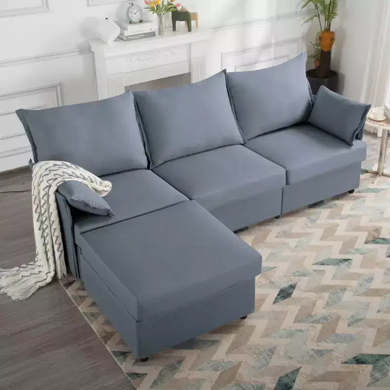 MAYEERTY 93.7 Modular Sofa with Ottoman - Removable Washable Covers, 3 Colors, 2 Arm Pillows