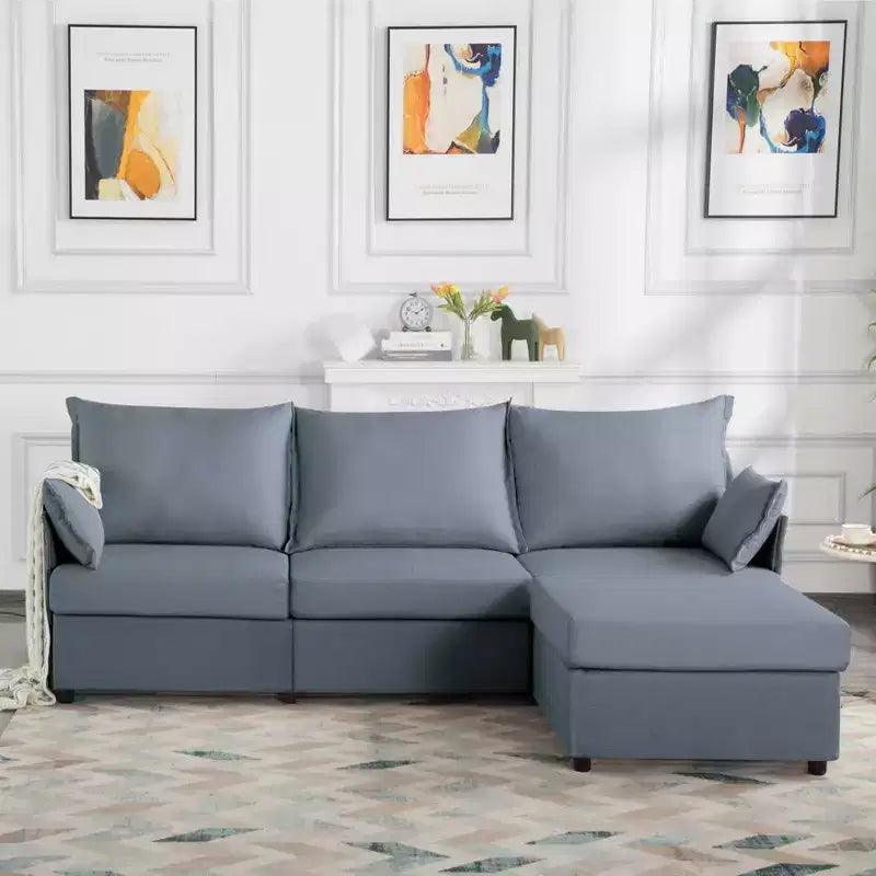 MAYEERTY 93.7 Modular Sofa with Ottoman - Removable Washable Covers, 3 Colors, 2 Arm Pillows