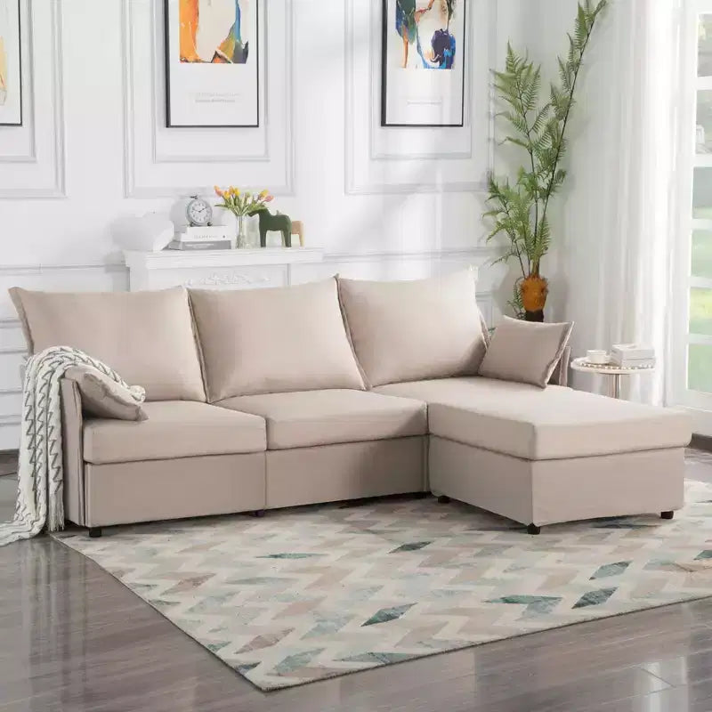 MAYEERTY 93.7 Modular Sofa with Ottoman - Removable Washable Covers, 3 Colors, 2 Arm Pillows