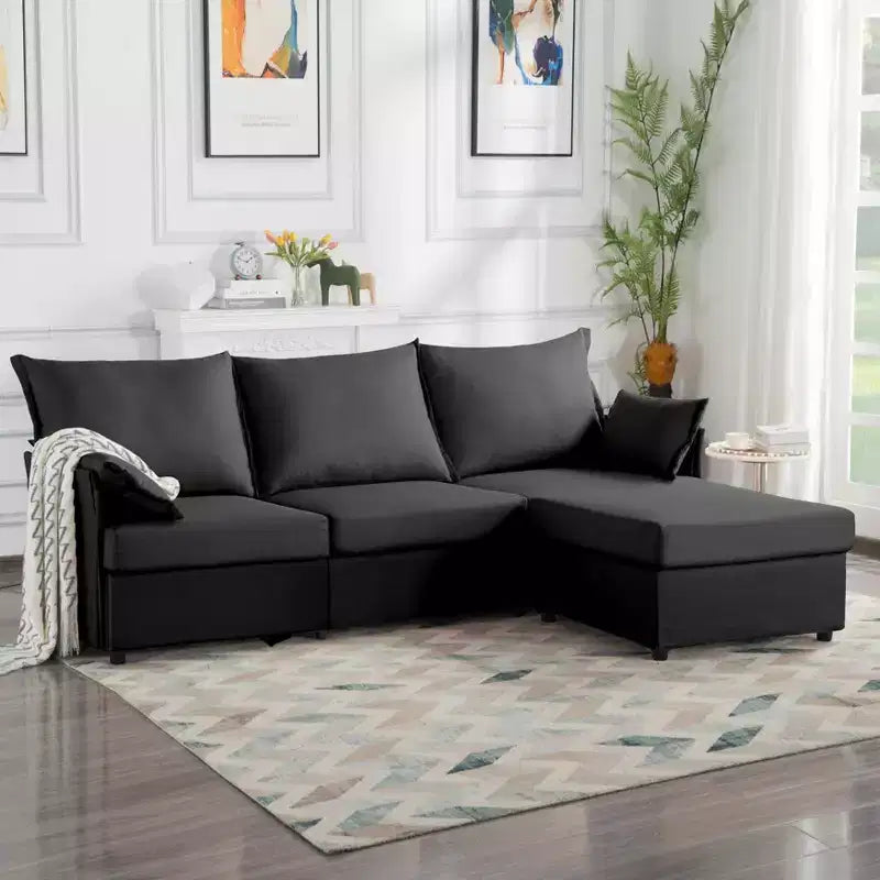 MAYEERTY 93.7 Modular Sofa with Ottoman - Removable Washable Covers, 3 Colors, 2 Arm Pillows