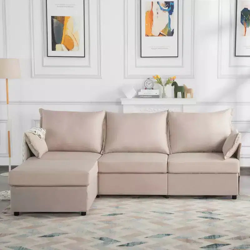 MAYEERTY 93.7 Modular Sofa with Ottoman - Removable Washable Covers, 3 Colors, 2 Arm Pillows