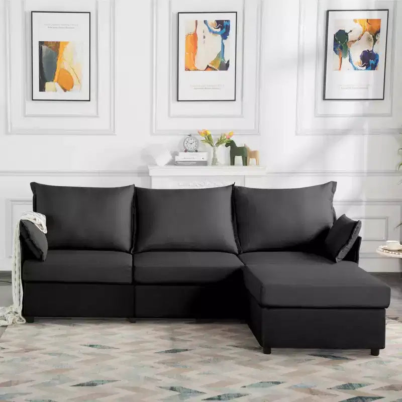 MAYEERTY 93.7 Canapé modulable avec pouf – Housses lavables amovibles, 3 couleurs, 2 accoudoirs-coussins