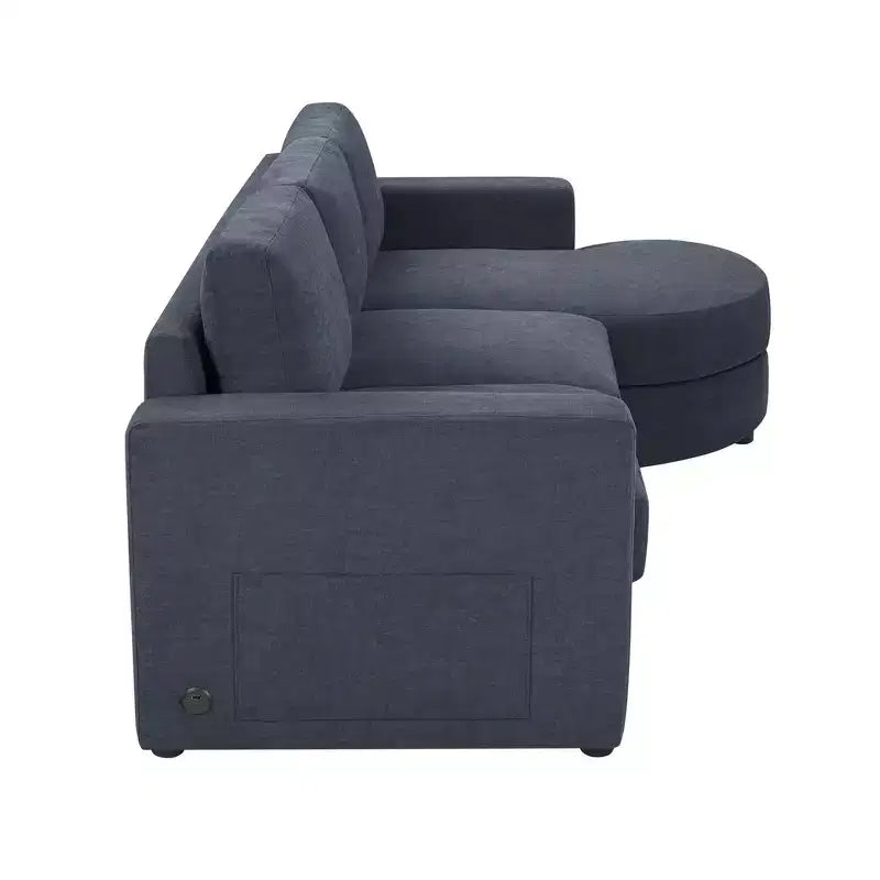 Whisen 84.6 Modern L-shaped Sectional Sofa & Couch with a Curved Chaise Lounge, Side Storage Pockets
