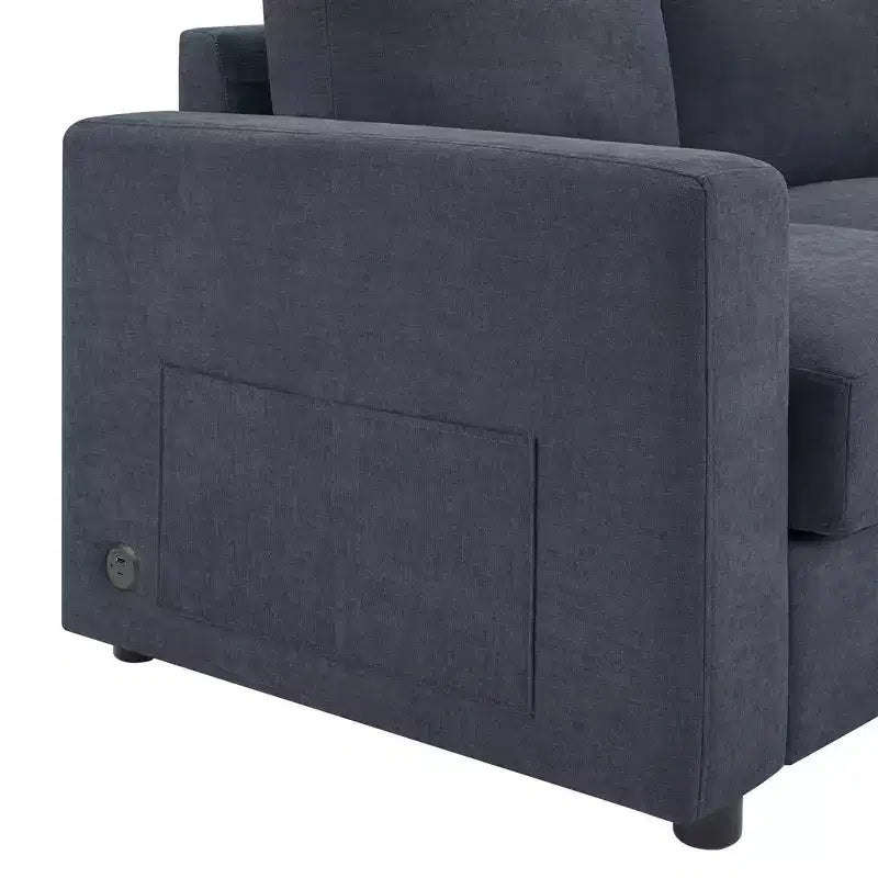 Whisen 84.6 Modern L-shaped Sectional Sofa & Couch with a Curved Chaise Lounge, Side Storage Pockets