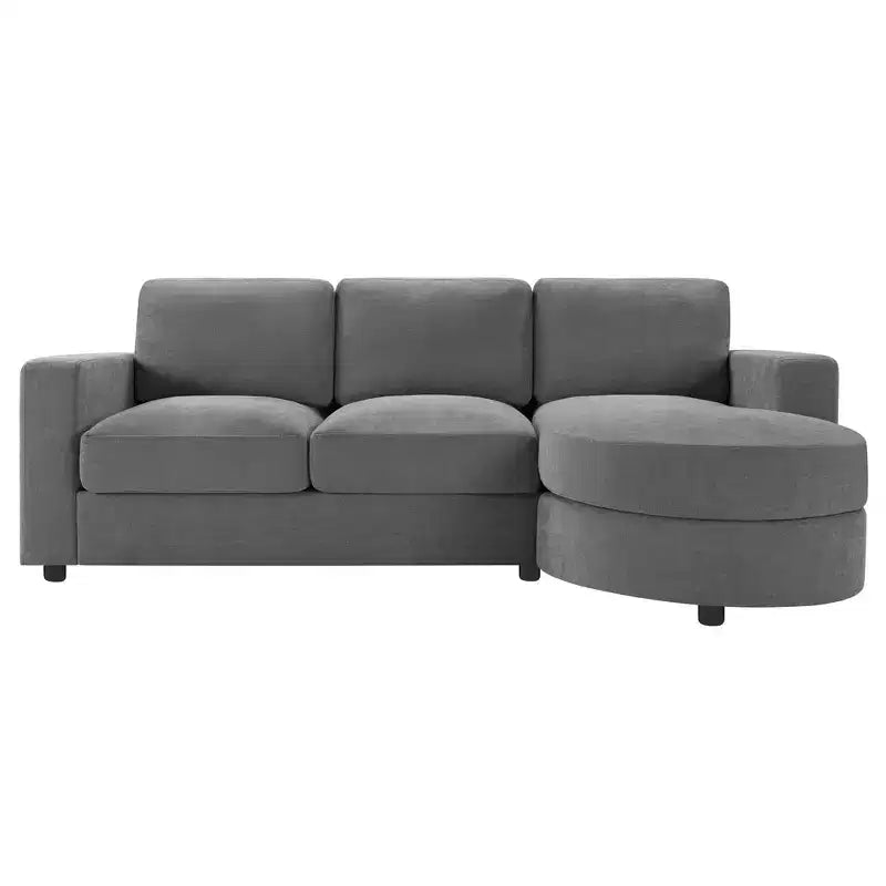 Whisen 84.6 Modern L-shaped Sectional Sofa & Couch with a Curved Chaise Lounge, Side Storage Pockets