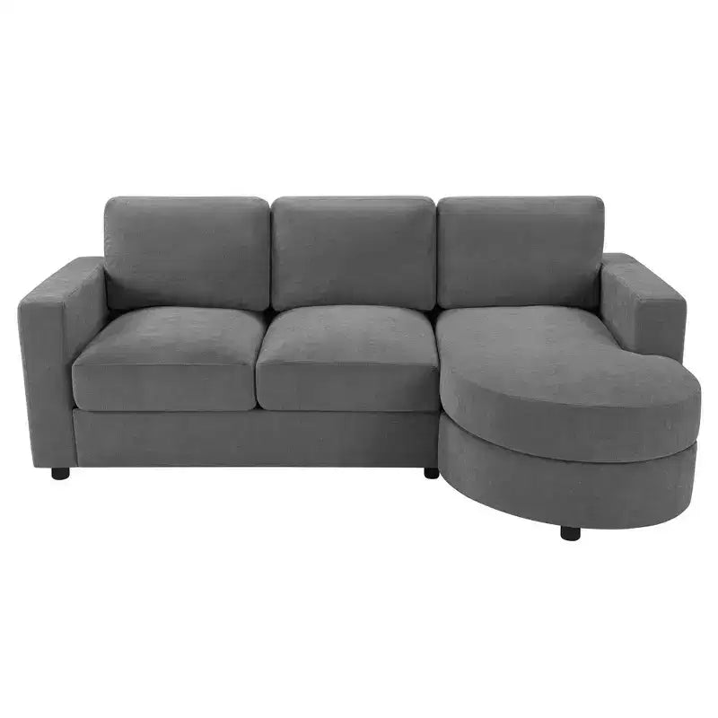 Whisen 84.6 Modern L-shaped Sectional Sofa & Couch with a Curved Chaise Lounge, Side Storage Pockets