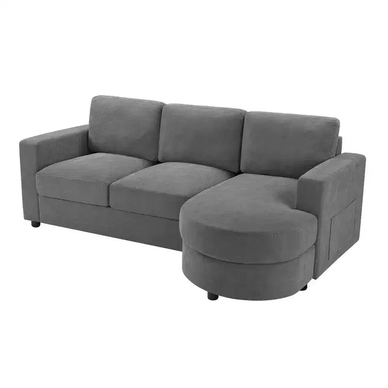 Whisen 84.6 Modern L-shaped Sectional Sofa & Couch with a Curved Chaise Lounge, Side Storage Pockets