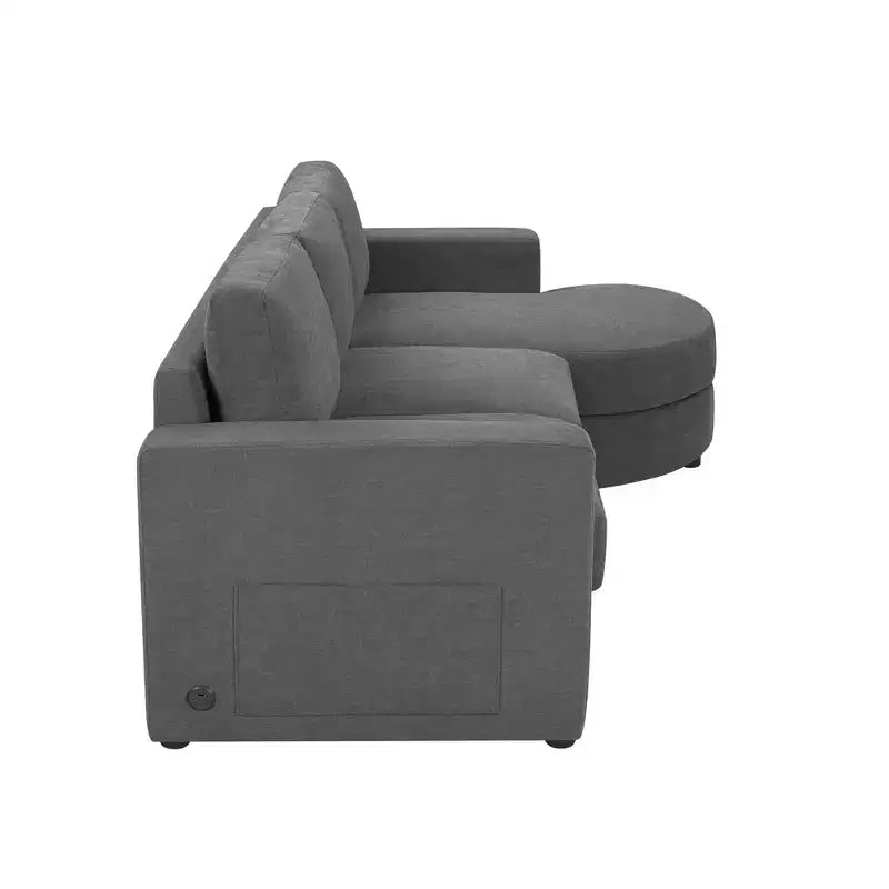 Whisen 84.6 Modern L-shaped Sectional Sofa & Couch with a Curved Chaise Lounge, Side Storage Pockets