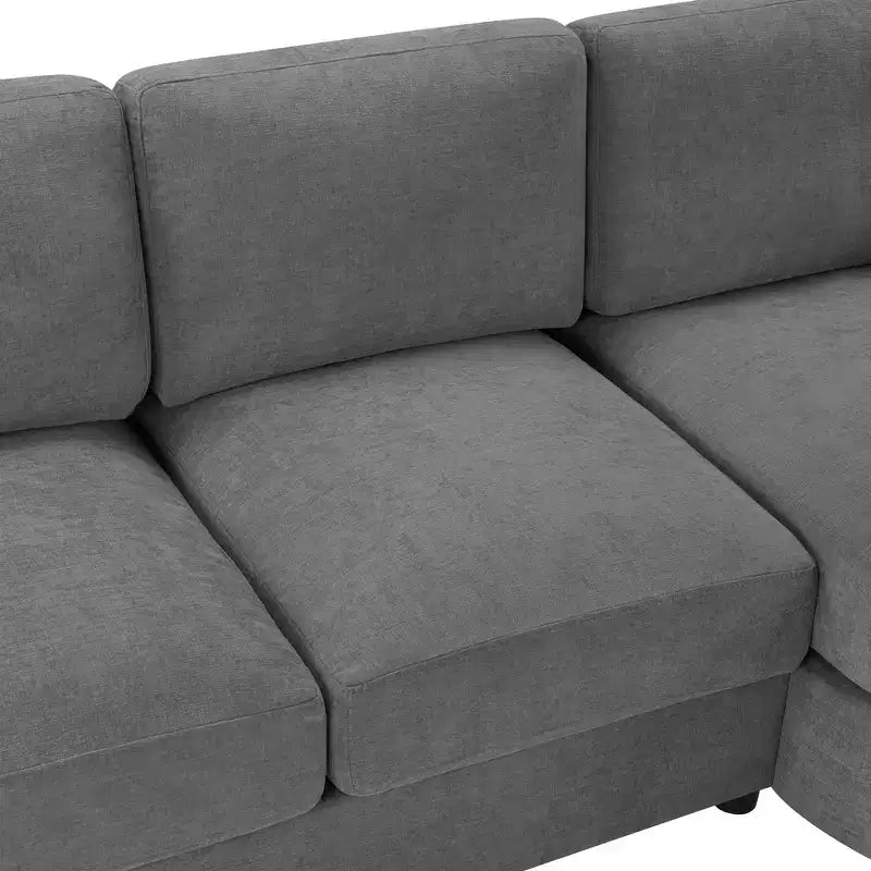 Whisen 84.6 Modern L-shaped Sectional Sofa & Couch with a Curved Chaise Lounge, Side Storage Pockets