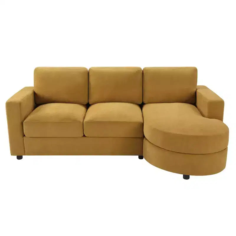 Whisen 84.6 Modern L-shaped Sectional Sofa & Couch with a Curved Chaise Lounge, Side Storage Pockets