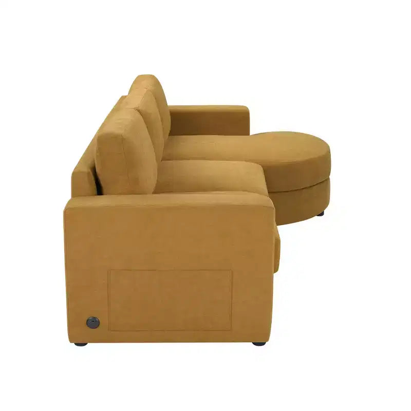 Whisen 84.6 Modern L-shaped Sectional Sofa & Couch with a Curved Chaise Lounge, Side Storage Pockets