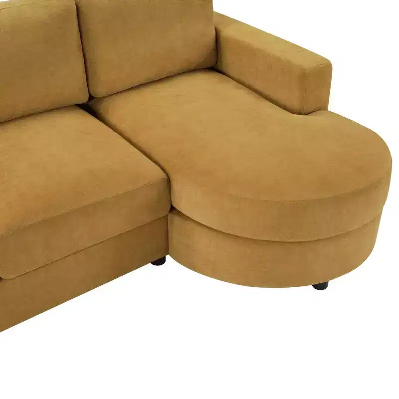 Whisen 84.6 Modern L-shaped Sectional Sofa & Couch with a Curved Chaise Lounge, Side Storage Pockets