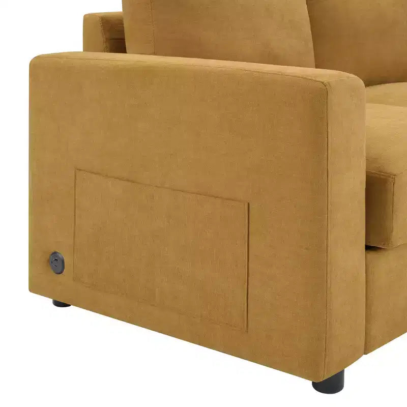 Whisen 84.6 Modern L-shaped Sectional Sofa & Couch with a Curved Chaise Lounge, Side Storage Pockets