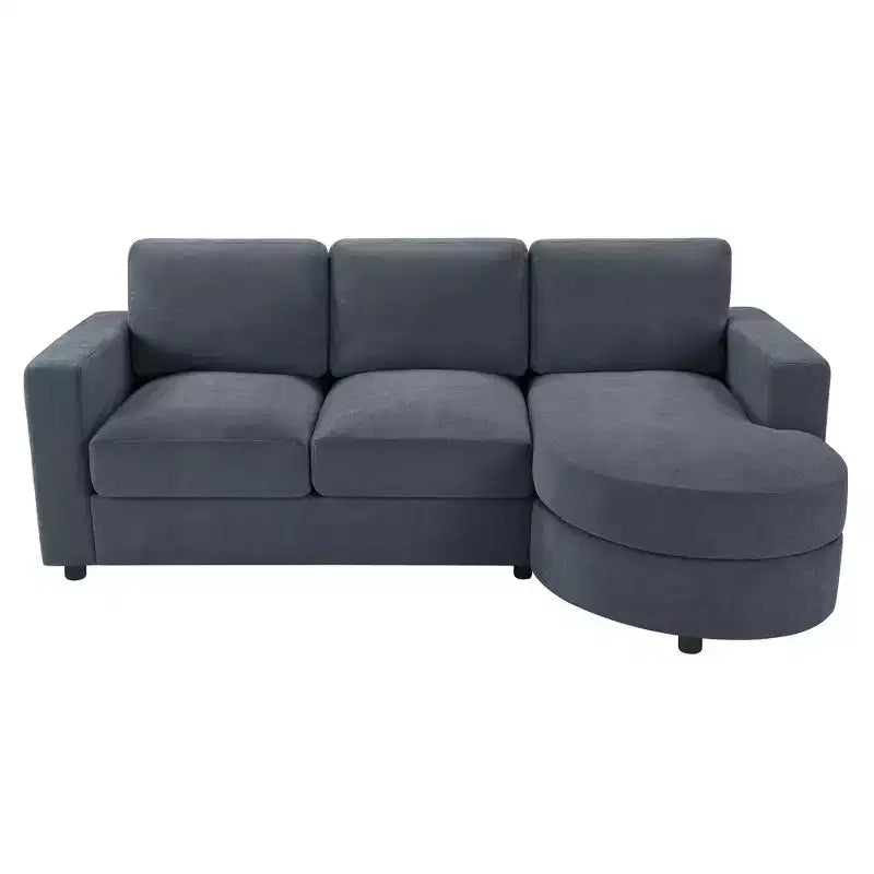 Whisen 84.6 Modern L-shaped Sectional Sofa & Couch with a Curved Chaise Lounge, Side Storage Pockets