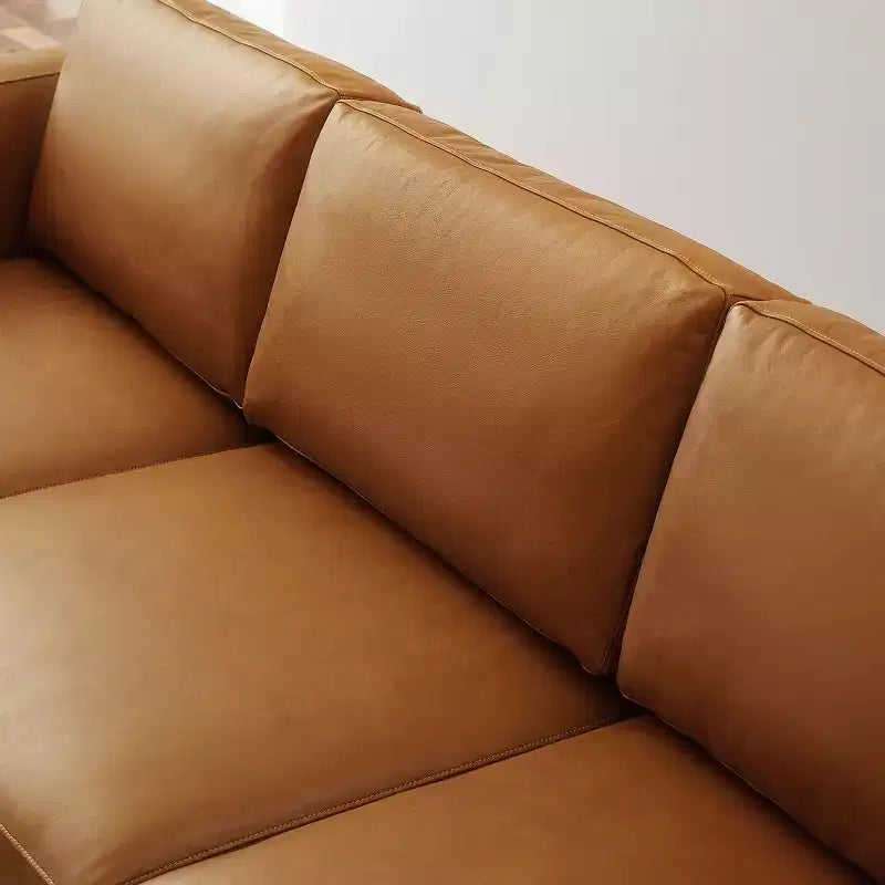 Art Leon Canapé Sectionnel Modulable 3 Places en Cuir Véritable de Luxe