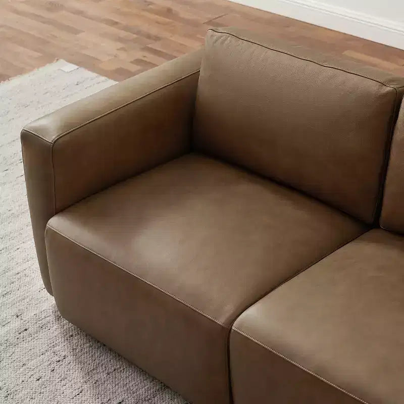 Art Leon Canapé Sectionnel Modulable 3 Places en Cuir Véritable de Luxe