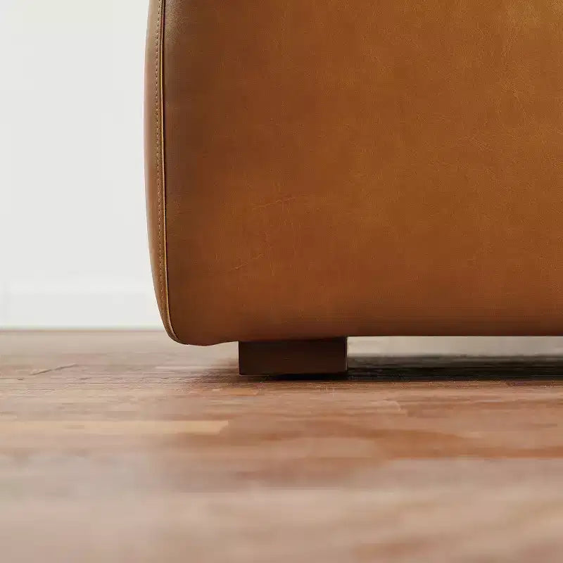 Art Leon Canapé Sectionnel Modulable 3 Places en Cuir Véritable de Luxe