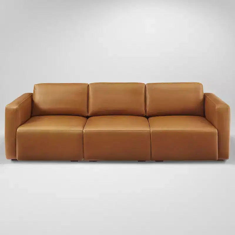 Art Leon Canapé Sectionnel Modulable 3 Places en Cuir Véritable de Luxe