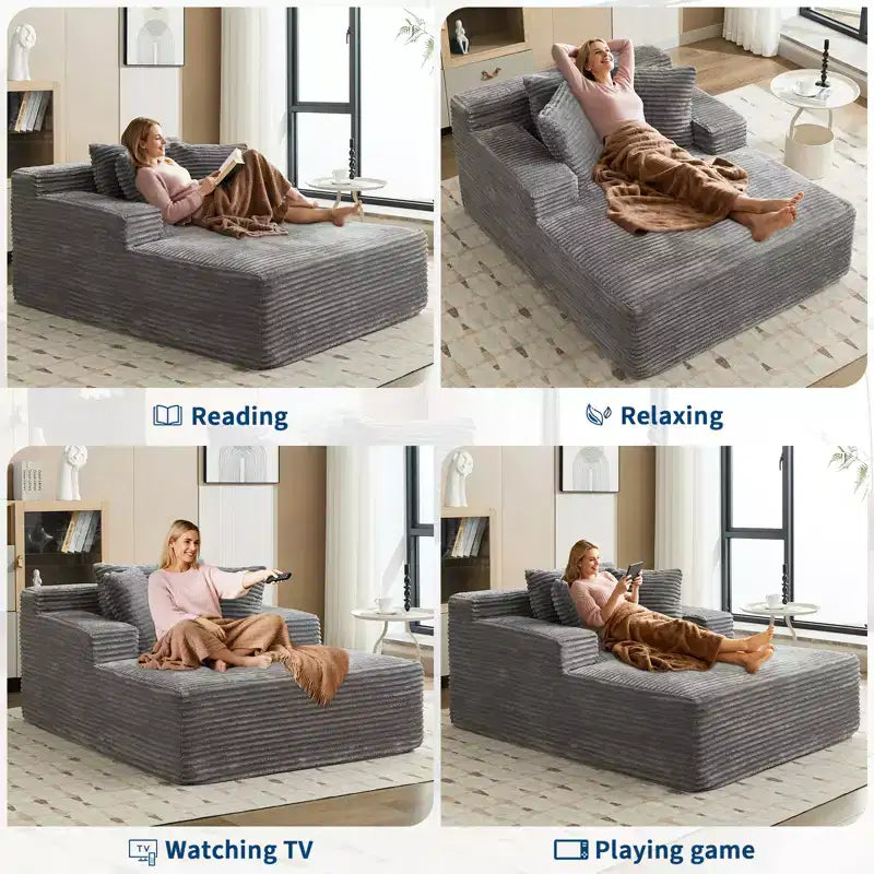 Folding Sofa Bed, Convertible Sleeper Chair with Pilow, 25mm Wide Corduroy Fabric, High Density Foam Cushion for Superior Comfort for Living Rooms