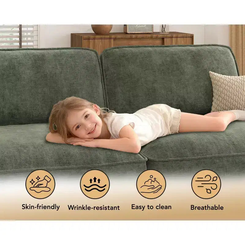 Dyonery 160 Oversized Modular Sectional Sofa, 6-Seat U-Shaped Comfy Cloud Couch Set with 2 Pillows & 2 Movable Ottomans, Chenille