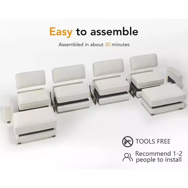 Dyonery 160 Oversized Modular Sectional Sofa, 6-Seat U-Shaped Comfy Cloud Couch Set with 2 Pillows & 2 Movable Ottomans, Chenille