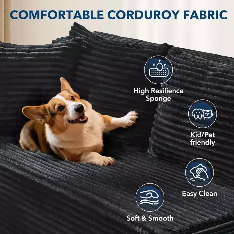 Garvee 106 L-Shaped Sectional Couch, Modern Modular Sofa with Chaise, Soft Corduroy Fabric for Living Room