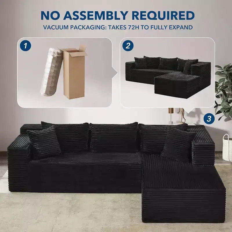 Garvee 106 L-Shaped Sectional Couch, Modern Modular Sofa with Chaise, Soft Corduroy Fabric for Living Room