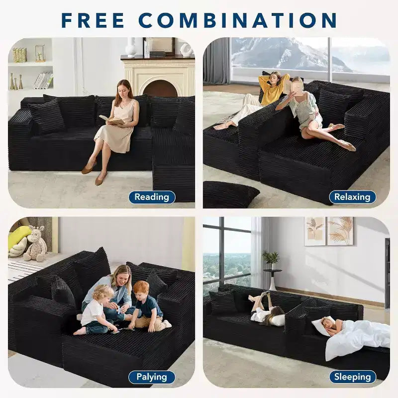 Garvee 106 L-Shaped Sectional Couch, Modern Modular Sofa with Chaise, Soft Corduroy Fabric for Living Room