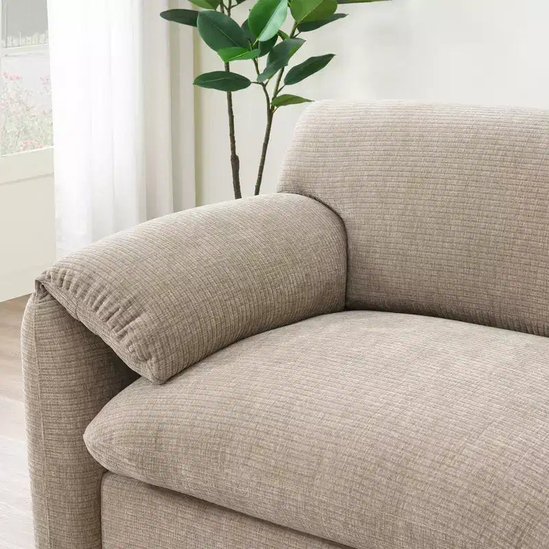 EHMKNP 108 L-Shaped Modular Sectional Sofa with Extra Wide 31.5 Seats, Movable Ottoman, Striped Chenille Fabric