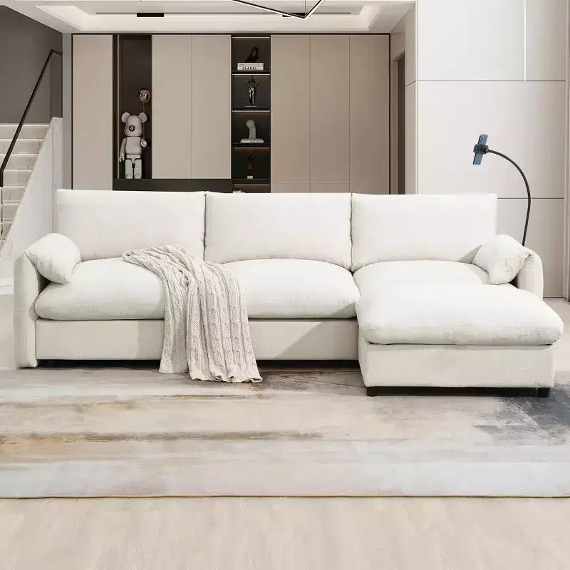EHMKNP 96.5 L-Shaped Sectional Sofa with Storage Ottoman for Living Room/Apartment ,Comfy Chenille Fabric