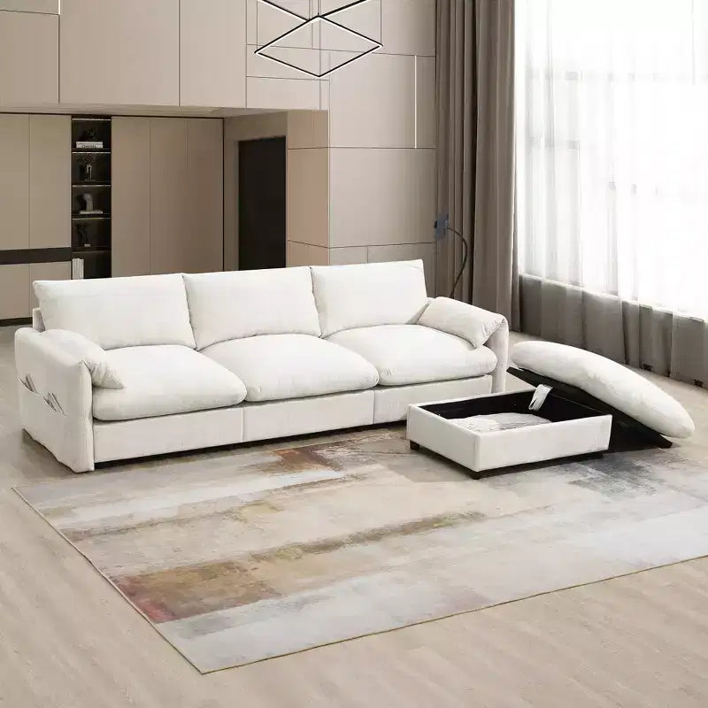 EHMKNP 96.5 L-Shaped Sectional Sofa with Storage Ottoman for Living Room/Apartment ,Comfy Chenille Fabric