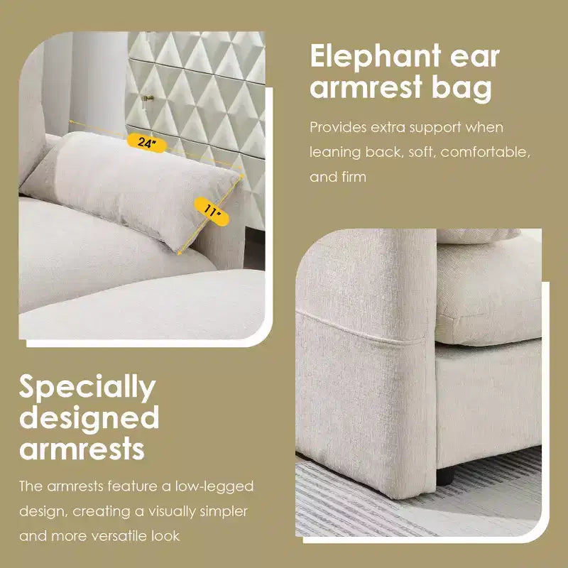 EHMKNP 96.5 L-Shaped Sectional Sofa with Storage Ottoman for Living Room/Apartment ,Comfy Chenille Fabric