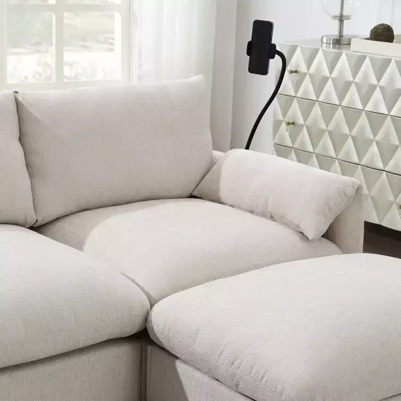 EHMKNP 96.5 L-Shaped Sectional Sofa with Storage Ottoman for Living Room/Apartment ,Comfy Chenille Fabric