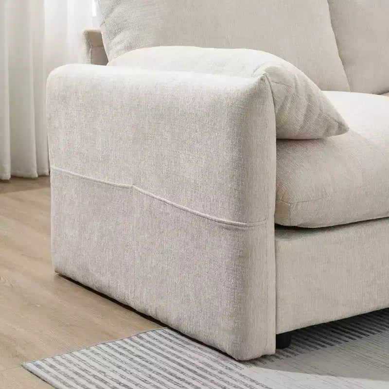 EHMKNP 96.5 L-Shaped Sectional Sofa with Storage Ottoman for Living Room/Apartment ,Comfy Chenille Fabric