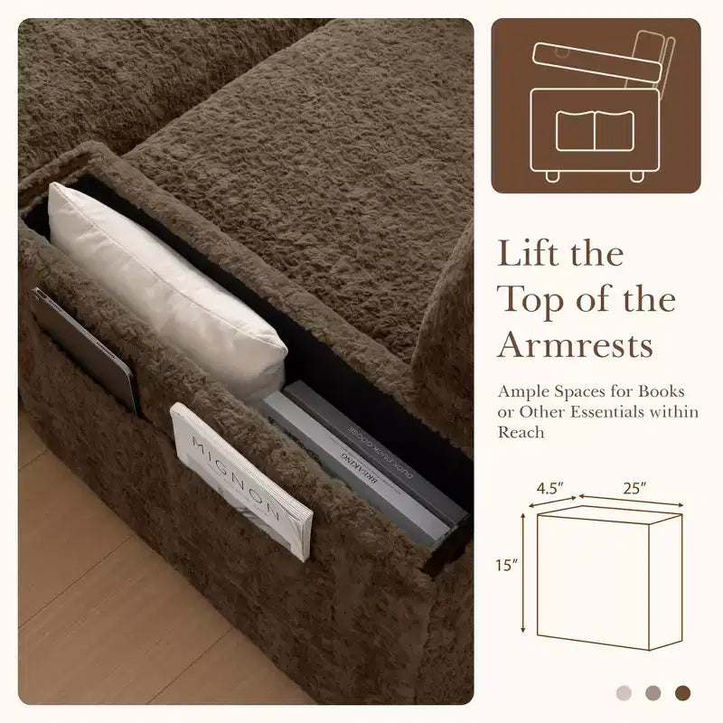 EHMKNP 42 Oversized Chaise Lounge Indoor Sofa Chair  Upholstered Deep Seat Sleeper Couch with Storage Ottoman