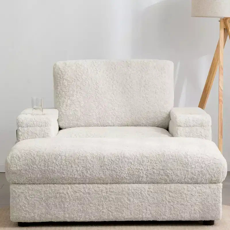 EHMKNP 42 Oversized Chaise Lounge Indoor Sofa Chair  Upholstered Deep Seat Sleeper Couch with Storage Ottoman